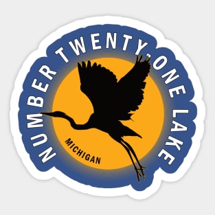 Number Twenty-one Lake in Michigan Heron Sunrise Sticker